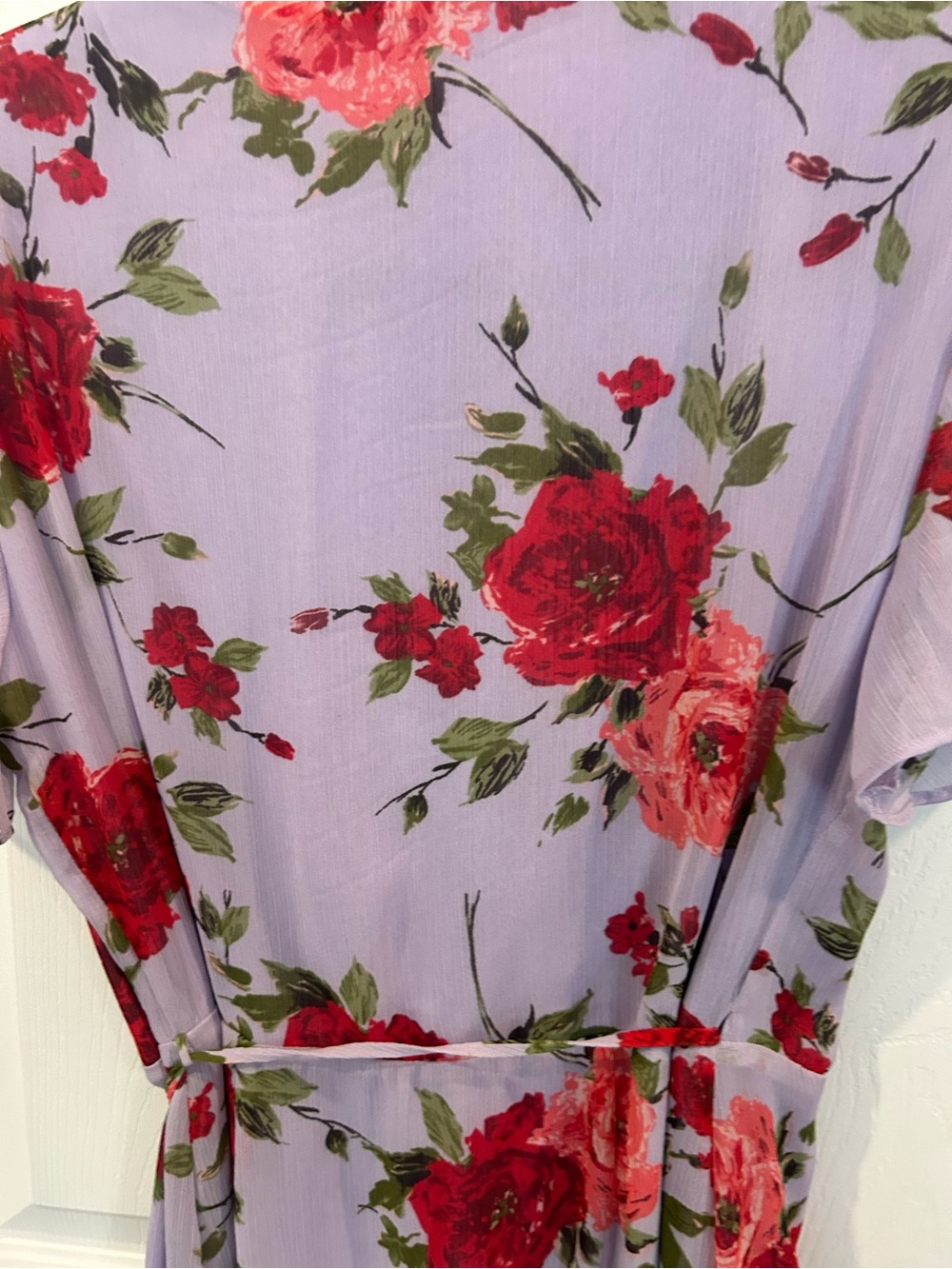 All in Favor purple red floral wrap dress M - Picture 7 of 7